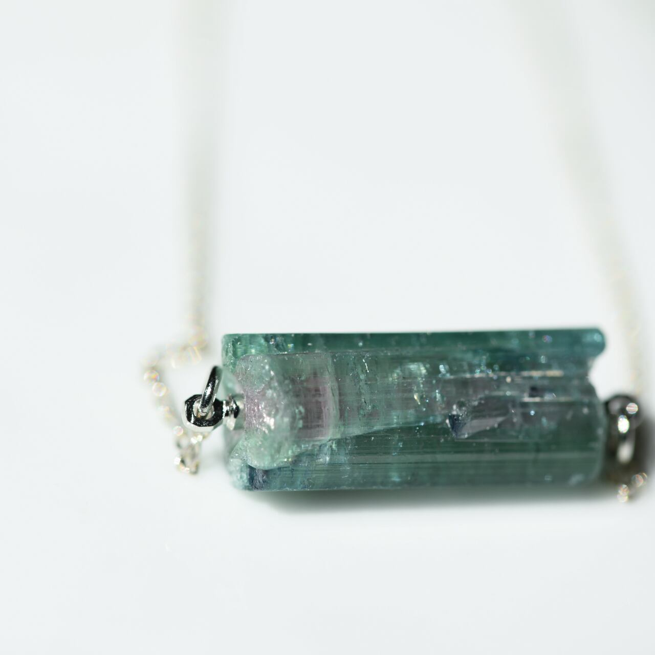 [One of a kind] Tourmaline Raw Stone Sterling Silver Necklace | Handmade Natural Stone Jewelry [Tourmalin Fest]