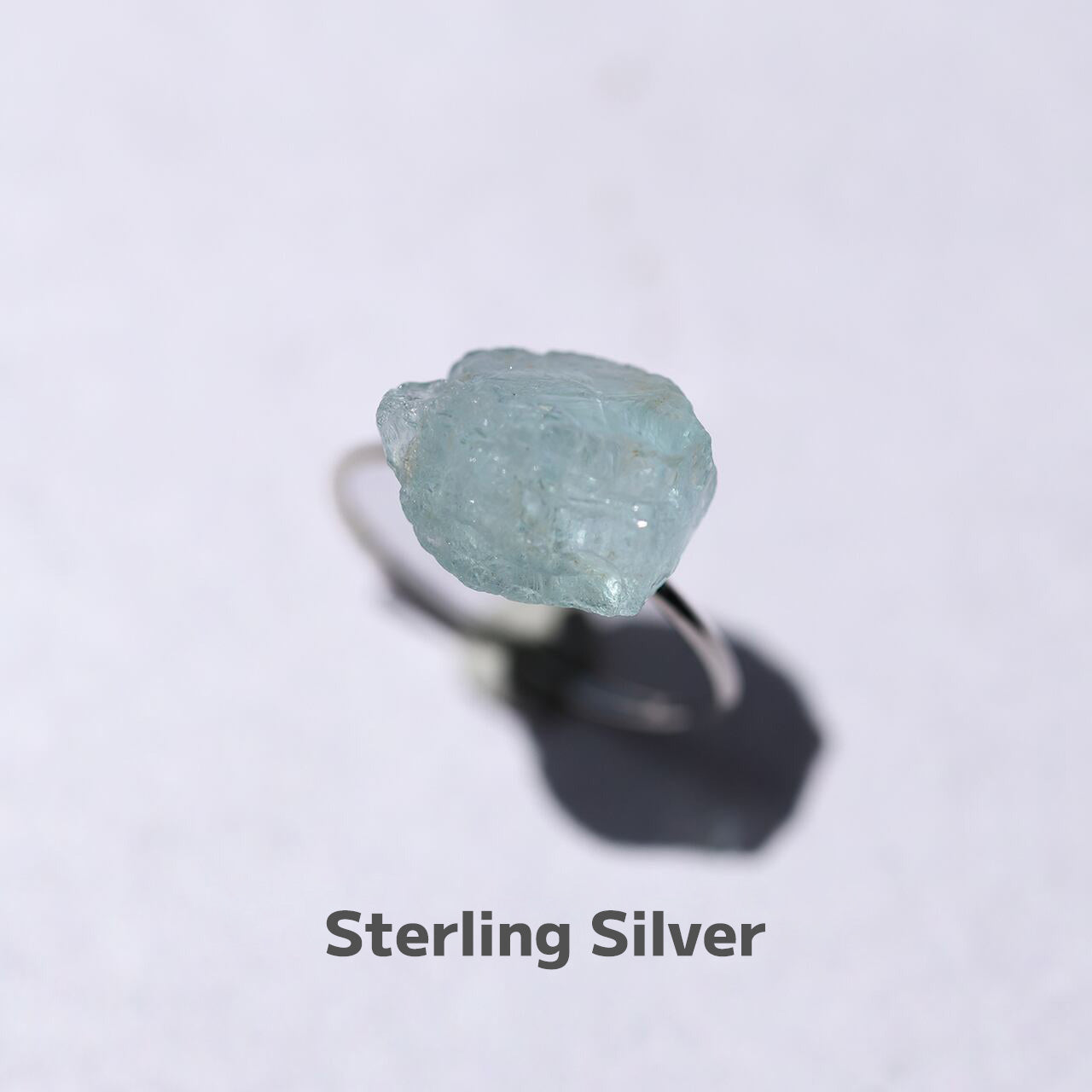 Aquamarine Raw Stone Ring | Handmade Natural Stone Jewelry