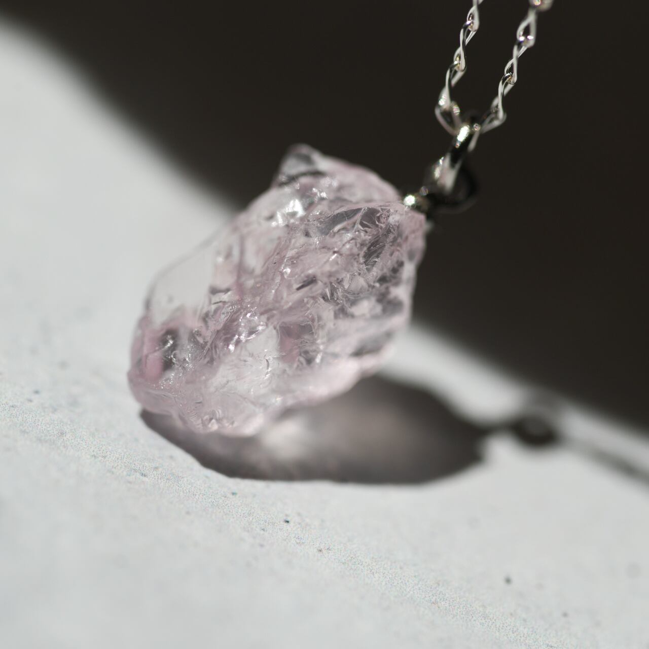 Morganite Raw Stone Necklace | Handmade Natural Stone Jewelry