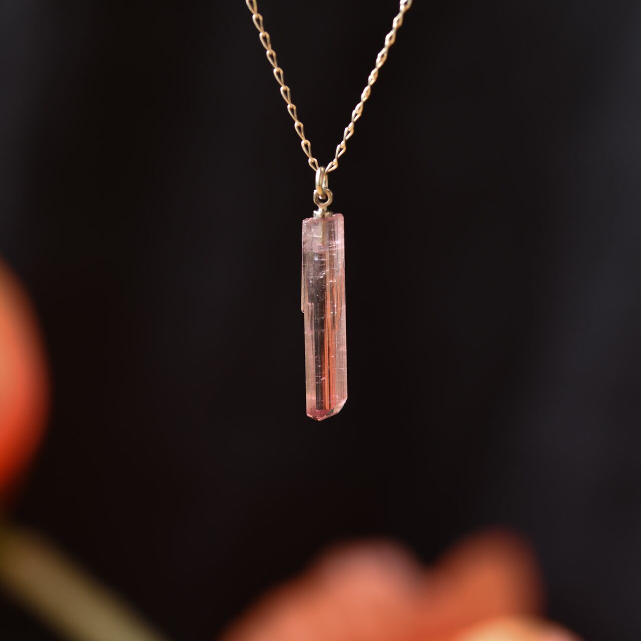 [One of a kind] Tourmaline Raw Stone Sterling Silver Necklace | Handmade Natural Stone Jewelry [Poppy Collection]