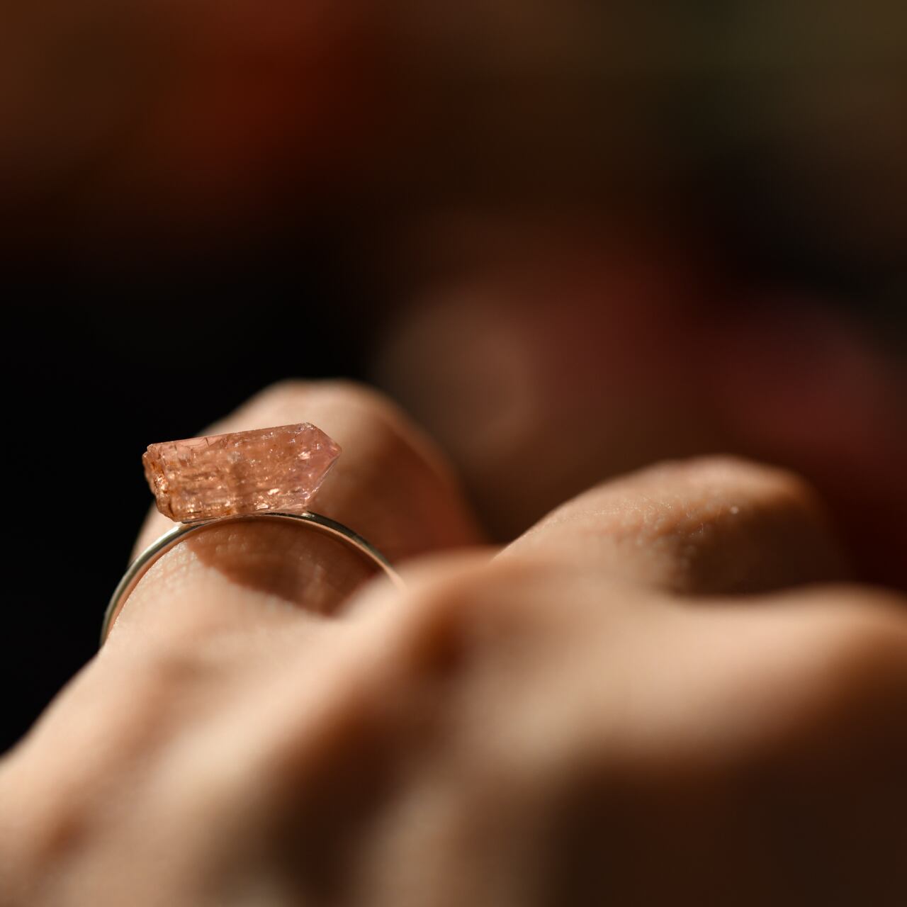 [One of a kind] Imperial Topaz Raw Stone Ring | Handmade Natural Stone Jewelry [Poppy Collection]