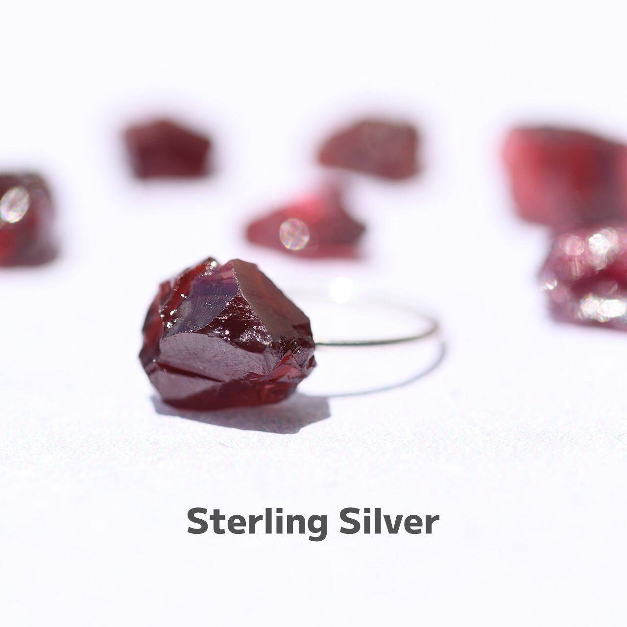 Garnet Raw Stone Ring | Handmade Natural Stone Jewelry