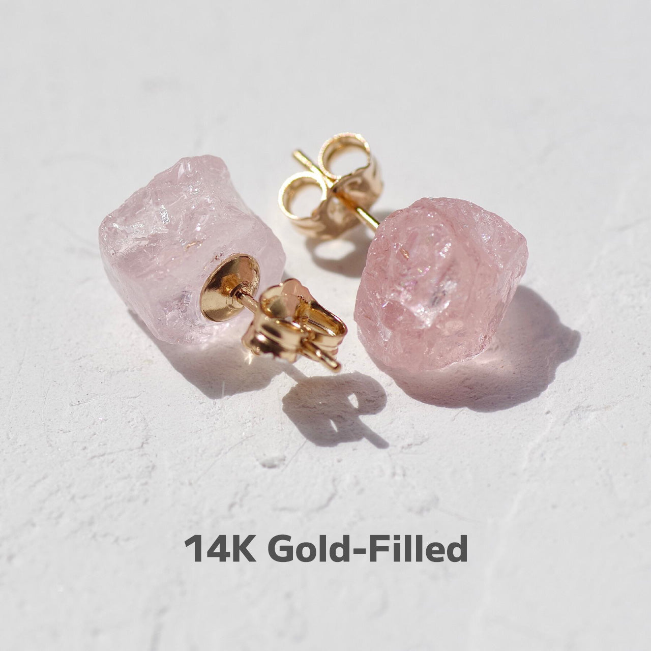 Morganite Raw Stone Earrings | Handmade Natural Stone Jewelry