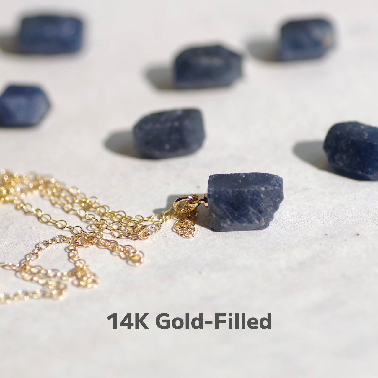 Sapphire Raw Stone Necklace | Handmade Natural Stone Jewelry