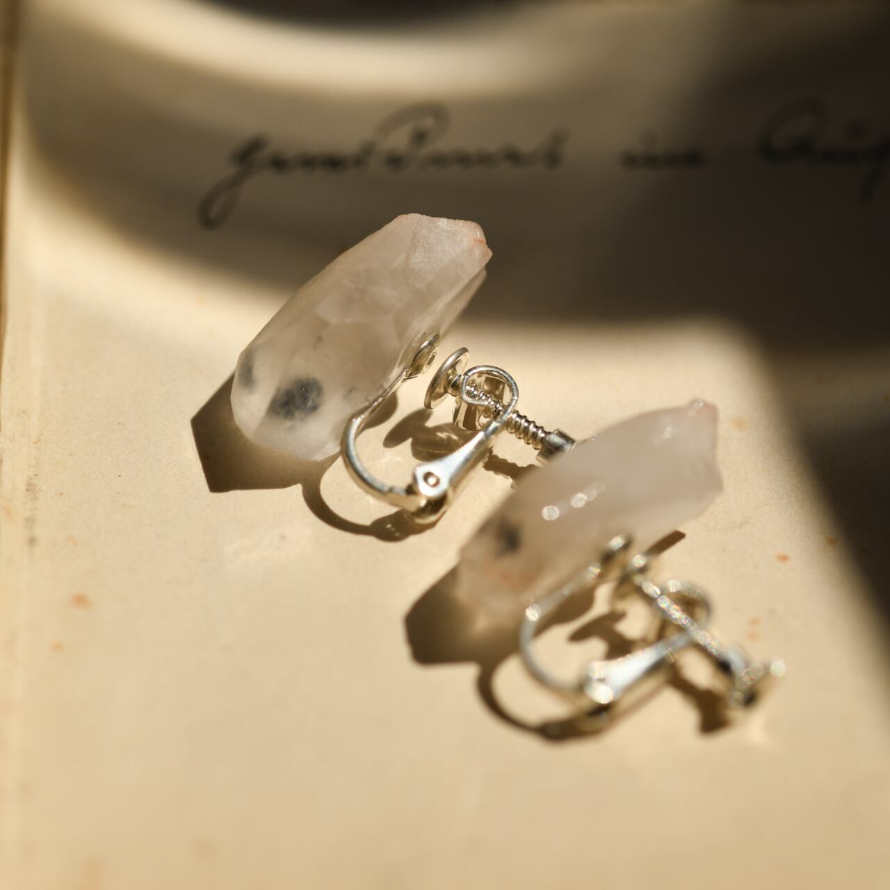 [One of a kind] Hollandite Quartz Raw Stone Sterling Silver Earrings | Handmade Natural Stone Jewelry [Black Majic Collection]