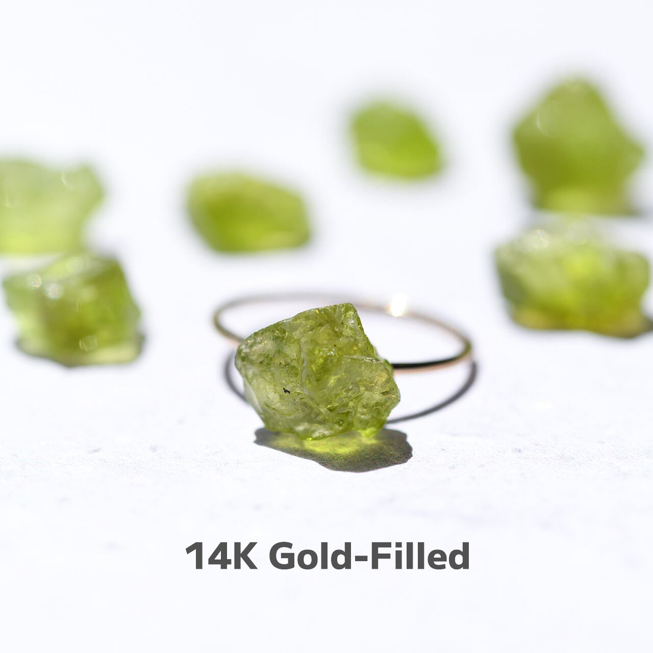 Peridot Raw Stone Ring | Handmade Natural Stone Jewelry