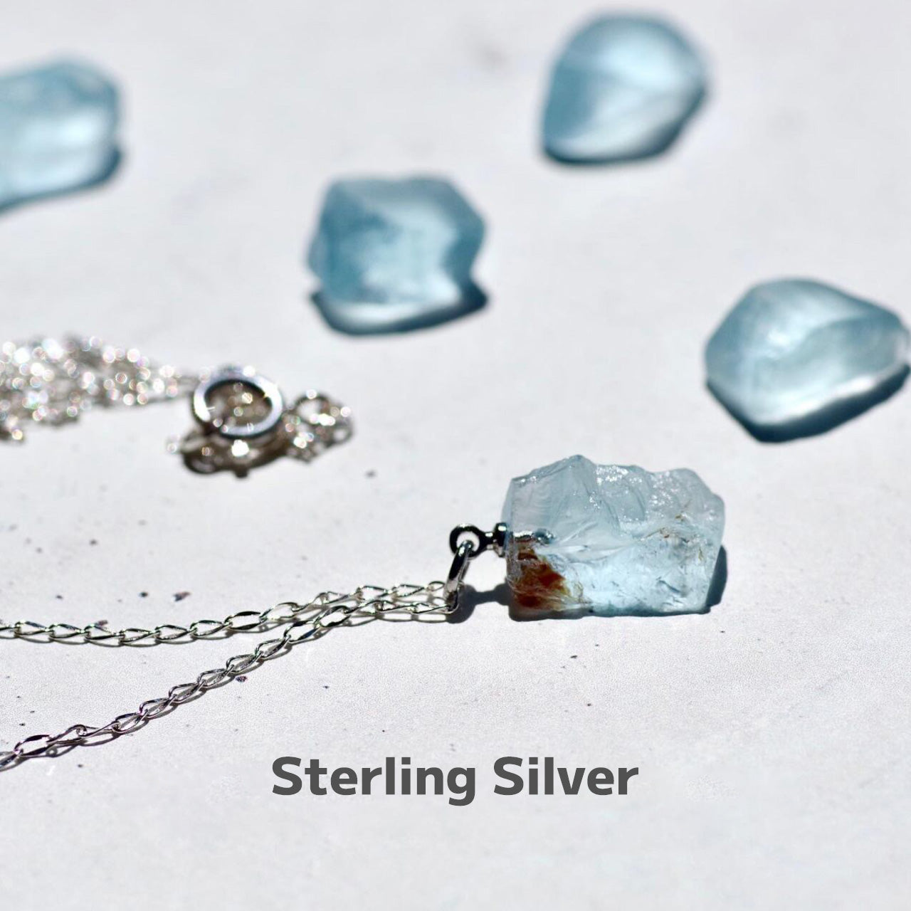 Blue Topaz (Irradiated) Raw Stone Necklace | Handmade Natural Stone Jewelry