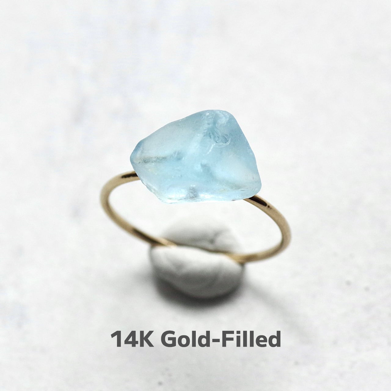 Blue Topaz (Irradiated) Raw Stone Ring | Handmade Natural Stone Jewelry