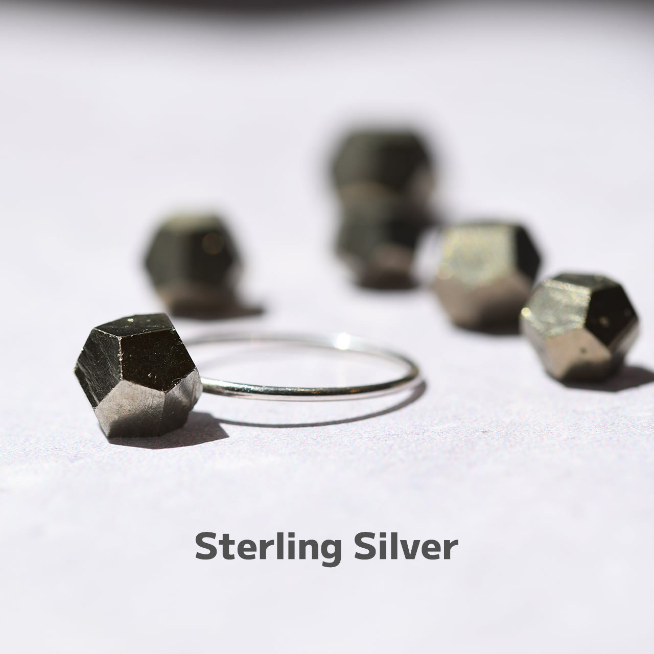 Pyrite (Dodecahedral) Raw Stone Ring | Handmade Natural Stone Jewelry