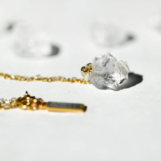 Quartz Raw Stone Necklace | Handmade Natural Stone Jewelry