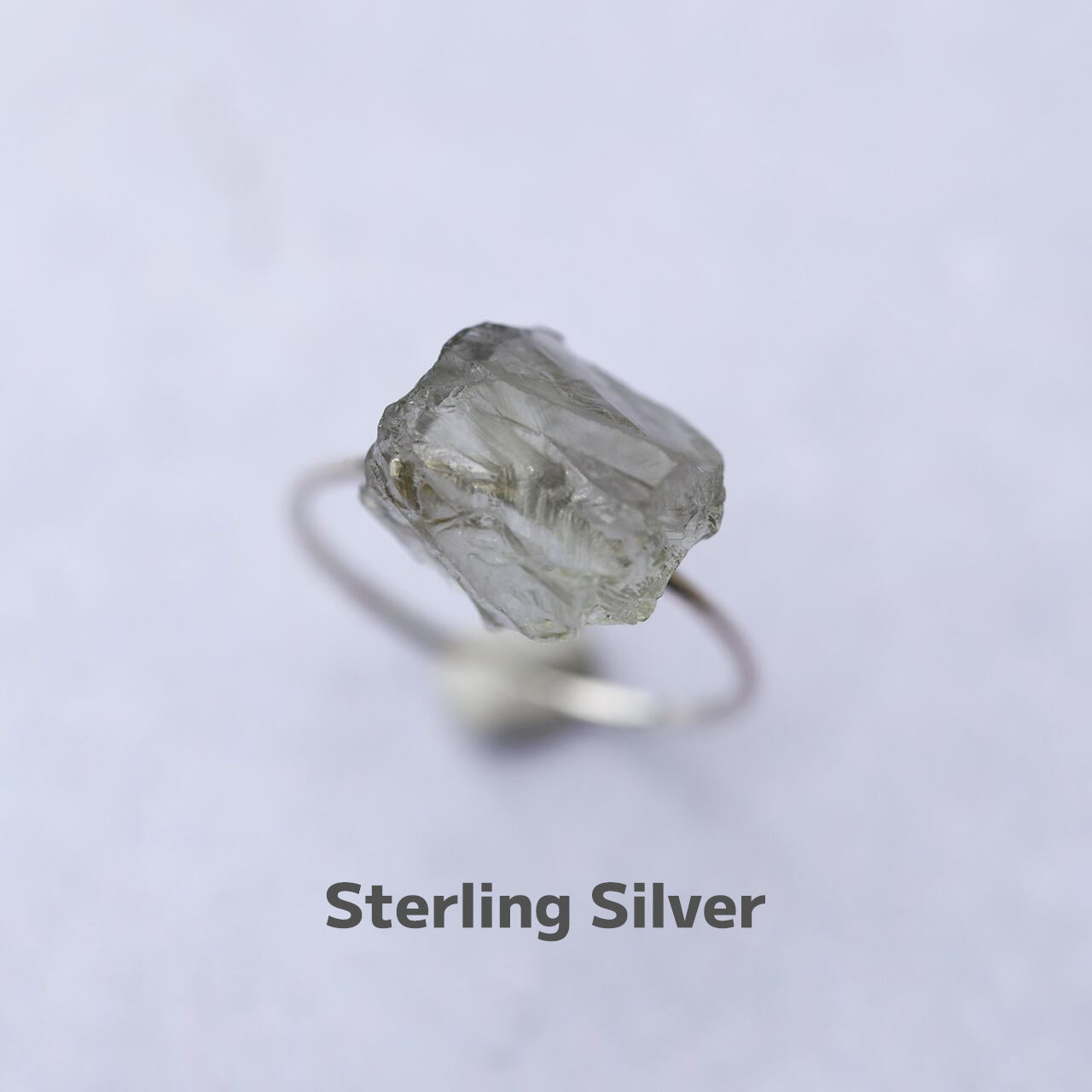 Green Amethyst Raw Stone Ring | Handmade Natural Stone Jewelry