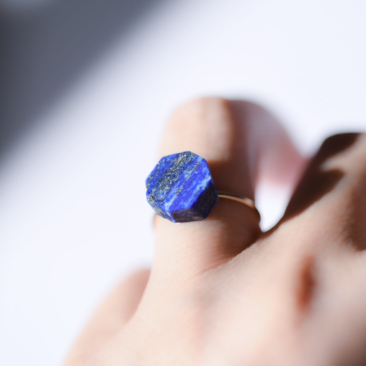 Lapis Lazuli Raw Stone Ring | Handmade Natural Stone Jewelry