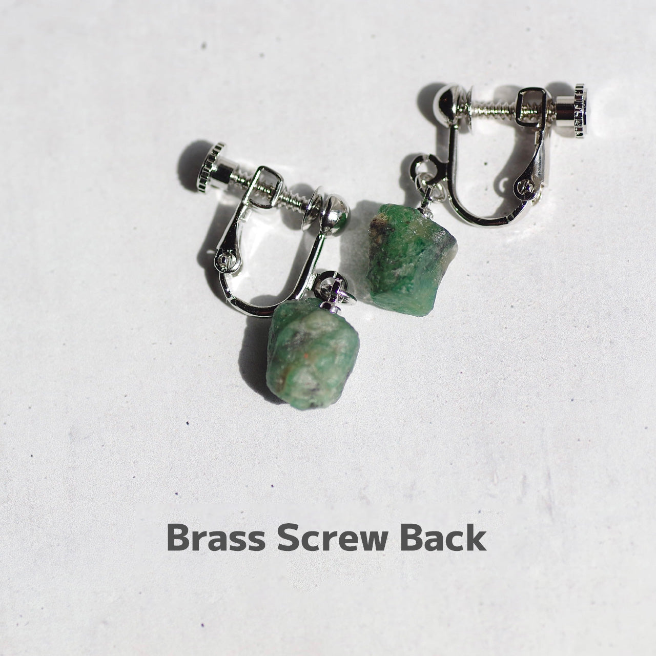 Emerald Raw Stone Earrings | Handmade Natural Stone Jewelry