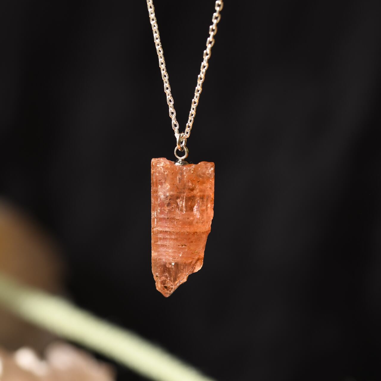 [One of a kind] imperial Topaz Raw Stone Sterling Silver Necklace | Handmade Natural Stone Jewelry [Poppy Collection]