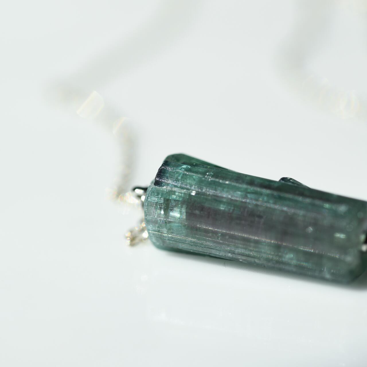 [One of a kind] Tourmaline Raw Stone Sterling Silver Necklace | Handmade Natural Stone Jewelry [Tourmalin Fest]