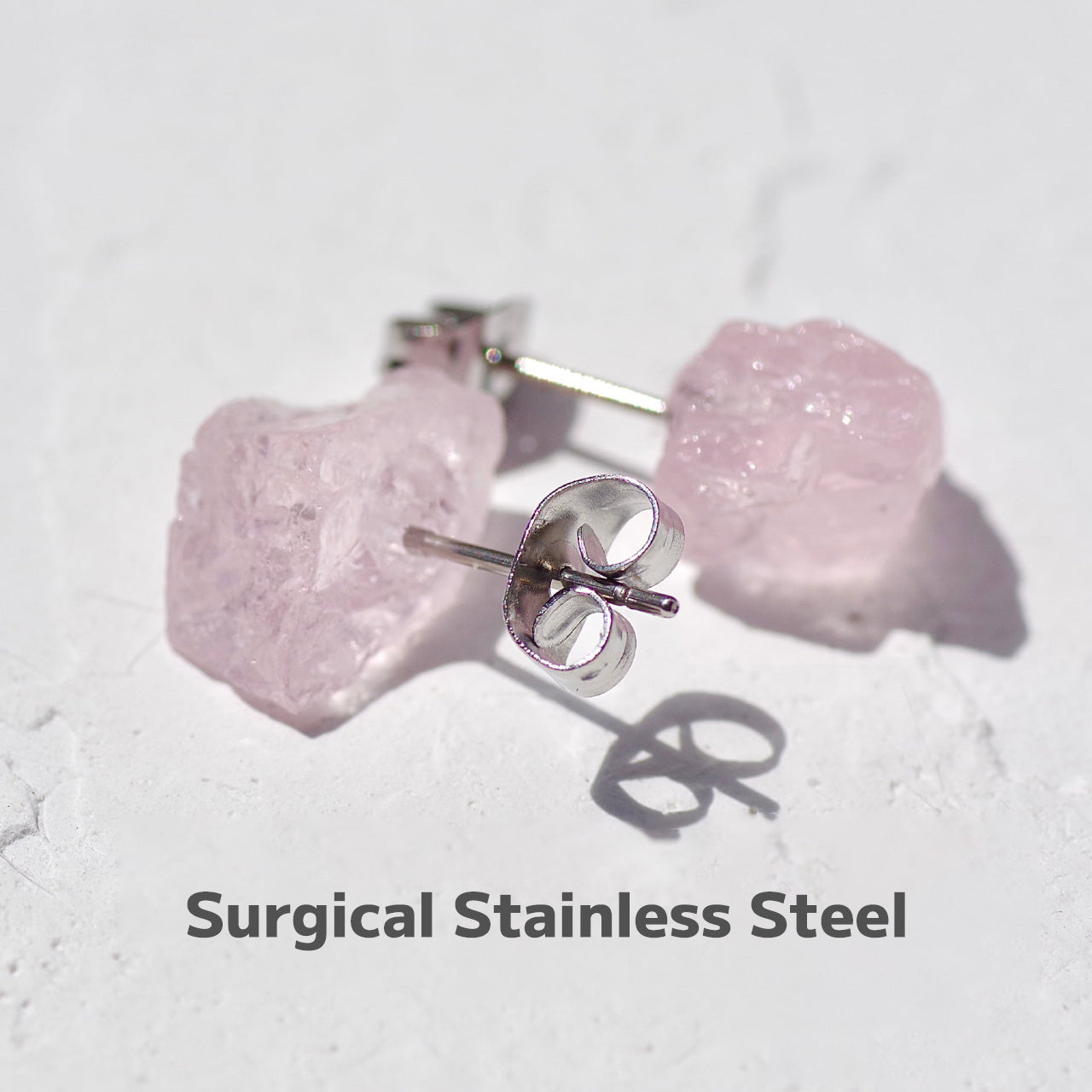 Morganite Raw Stone Earrings | Handmade Natural Stone Jewelry