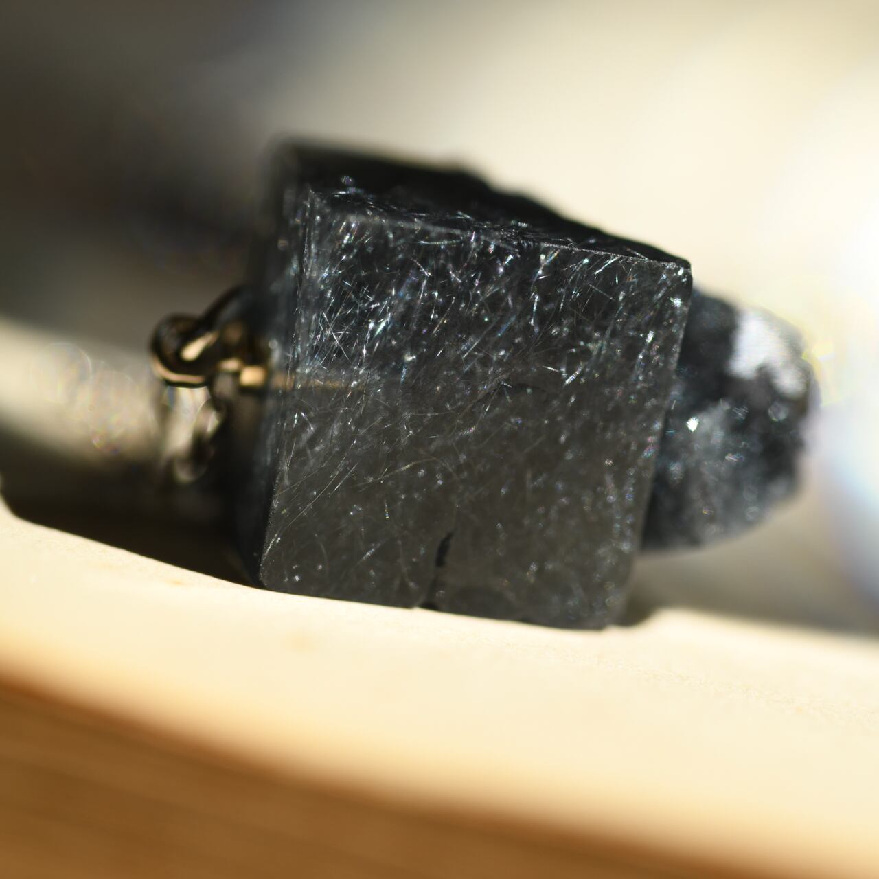 [One of a kind] Fluorite Raw Stone Sterling Silver Necklace | Handmade Natural Stone Jewelry [Black Majic Collection]