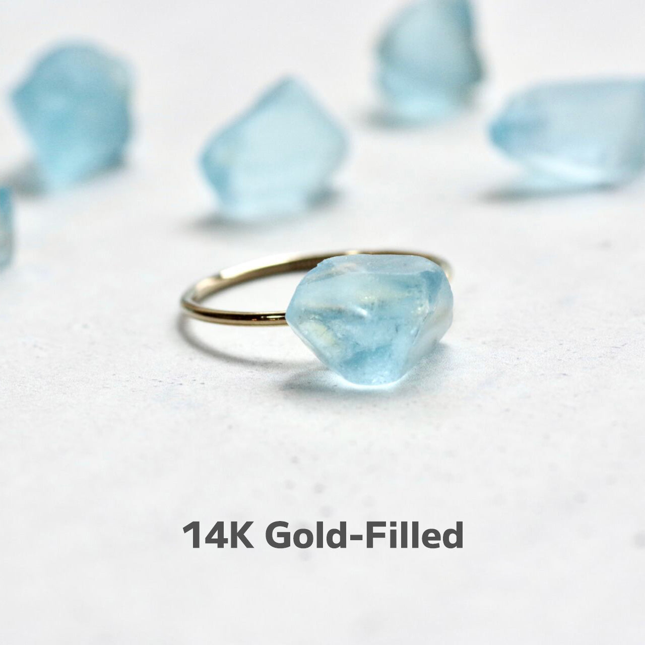 Blue Topaz (Irradiated) Raw Stone Ring | Handmade Natural Stone Jewelry