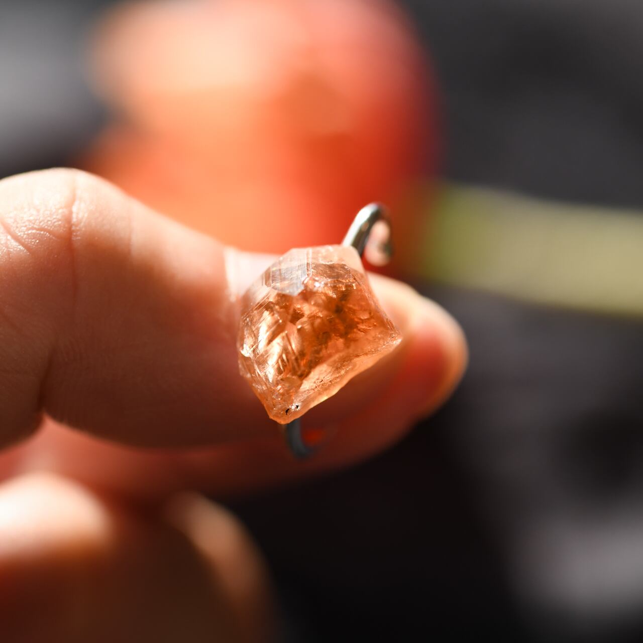 [One of a kind] Spessartine Garnet Raw Stone Sterling Silver Ear Cuff | Handmade Natural Stone Jewelry [Poppy Collection]