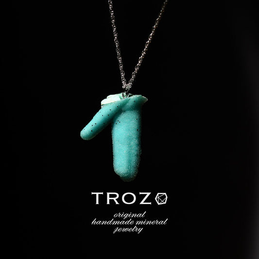 [One of a kind] Chrysocolla Raw Stone Sterling Silver Necklace | Handmade Natural Stone Jewelry [Raindrop Collection]