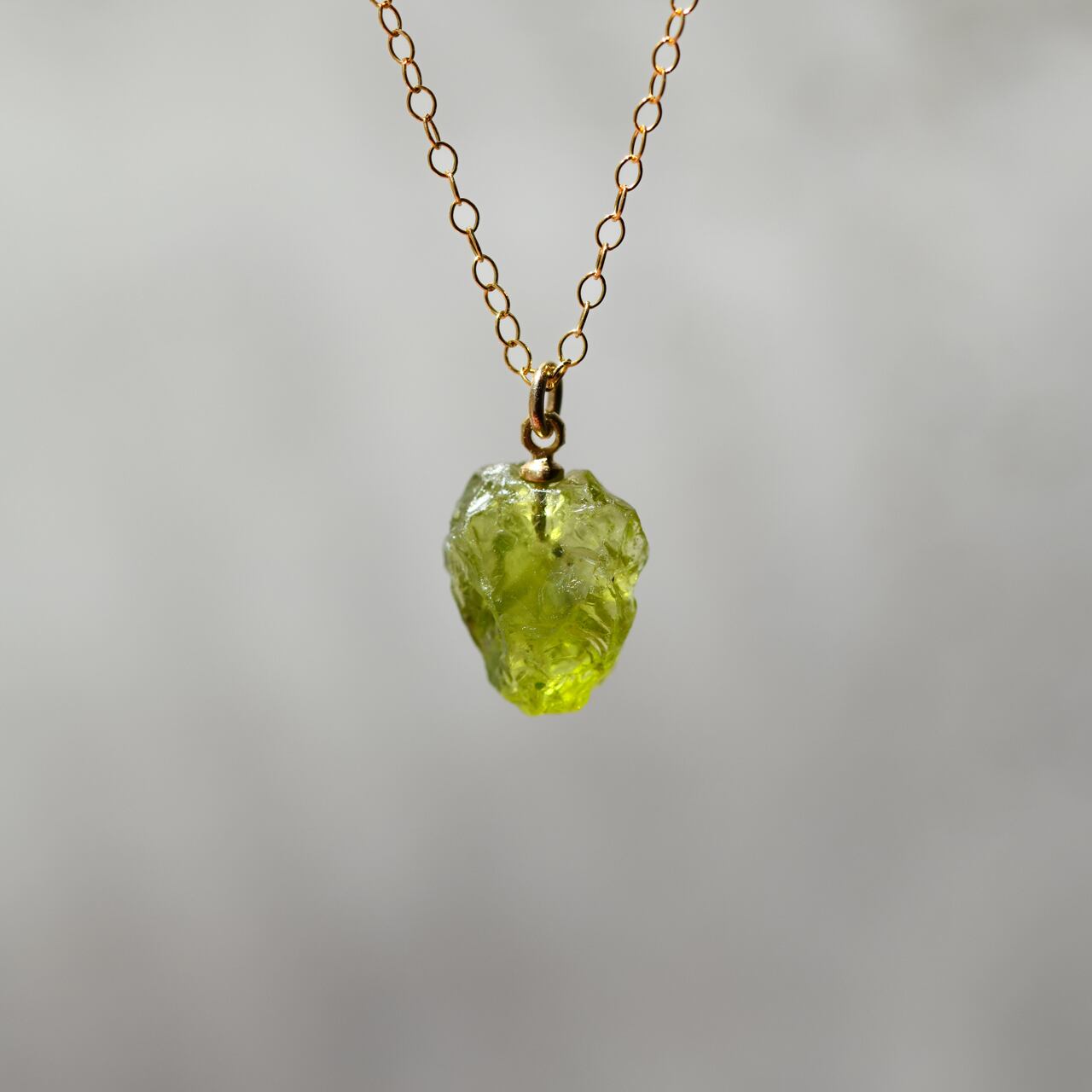 Peridot Raw Stone Necklace | Handmade Natural Stone Jewelry