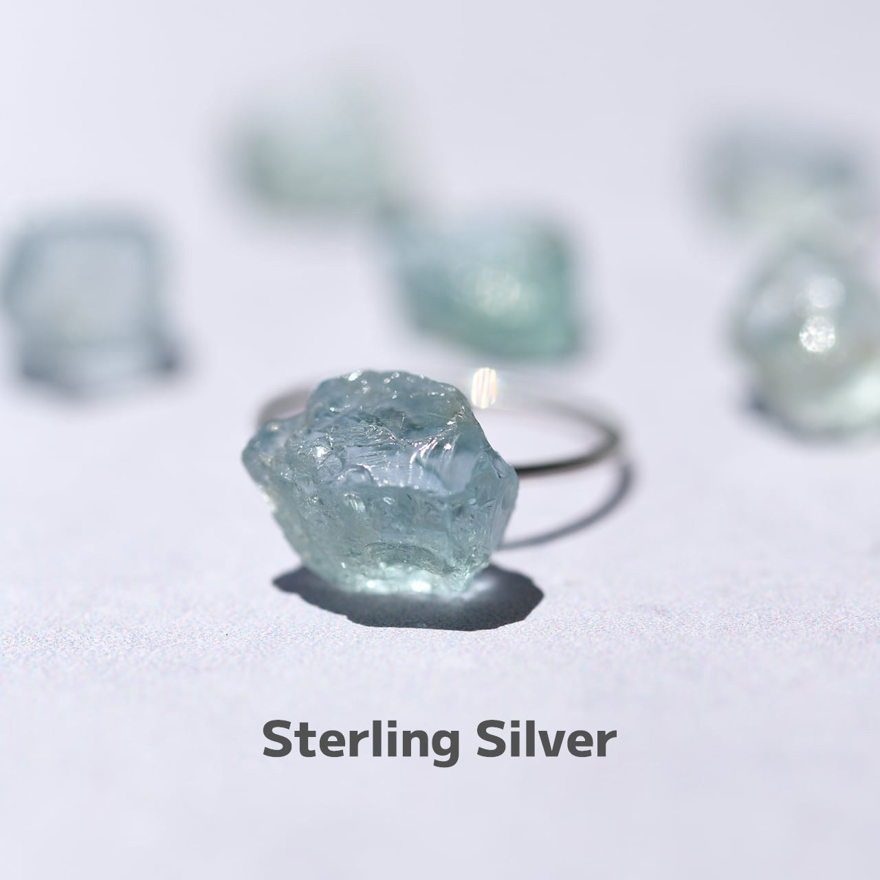 Aquamarine Raw Stone Ring | Handmade Natural Stone Jewelry