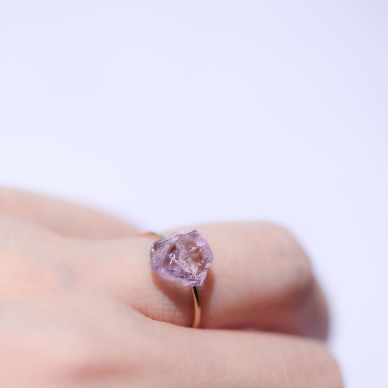 Pink Amethyst Raw Stone Ring | Handmade Natural Stone Jewelry