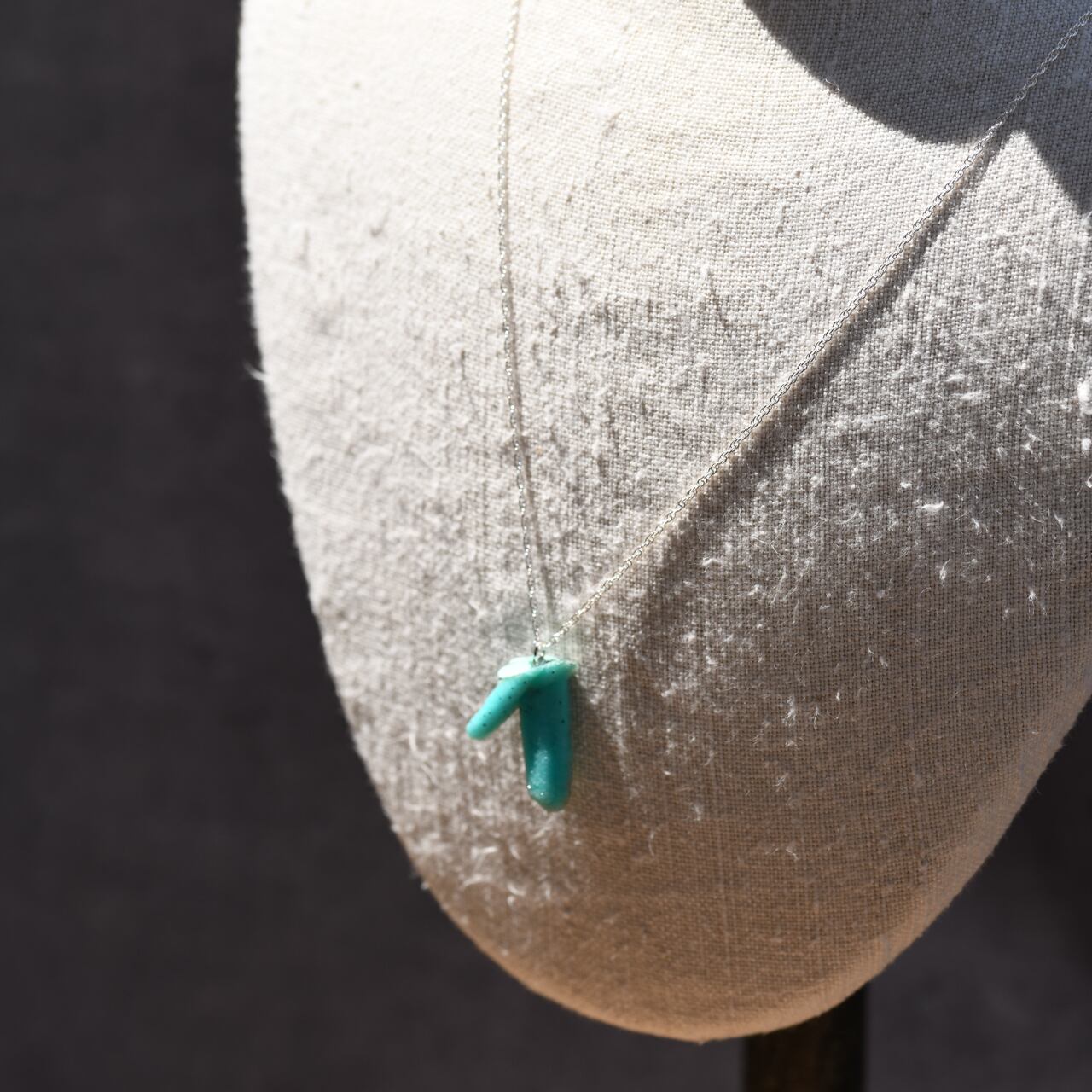 [One of a kind] Chrysocolla Raw Stone Sterling Silver Necklace | Handmade Natural Stone Jewelry [Raindrop Collection]