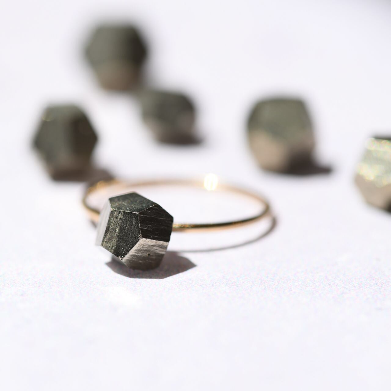 Pyrite (Dodecahedral) Raw Stone Ring | Handmade Natural Stone Jewelry