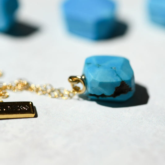 Turquoise Raw Stone Necklace | Handmade Natural Stone Jewelry