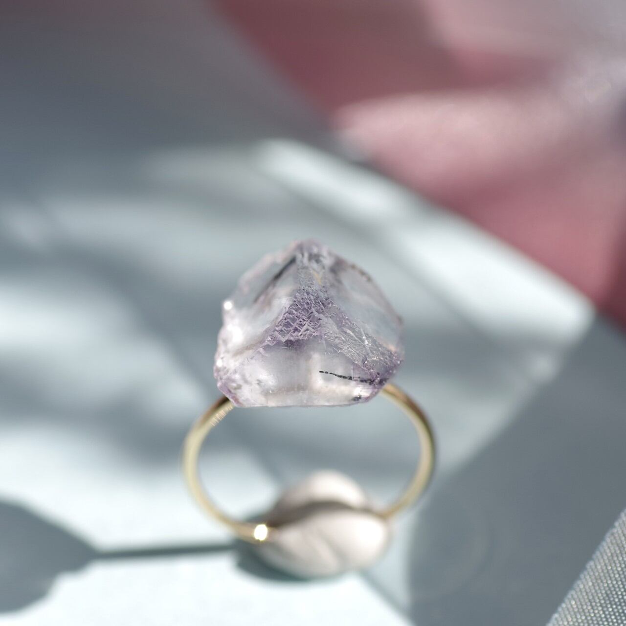 [One of a kind] Fluorite Raw Stone Ring | Handmade Natural Stone Jewelry [Sugar Flower Collection]