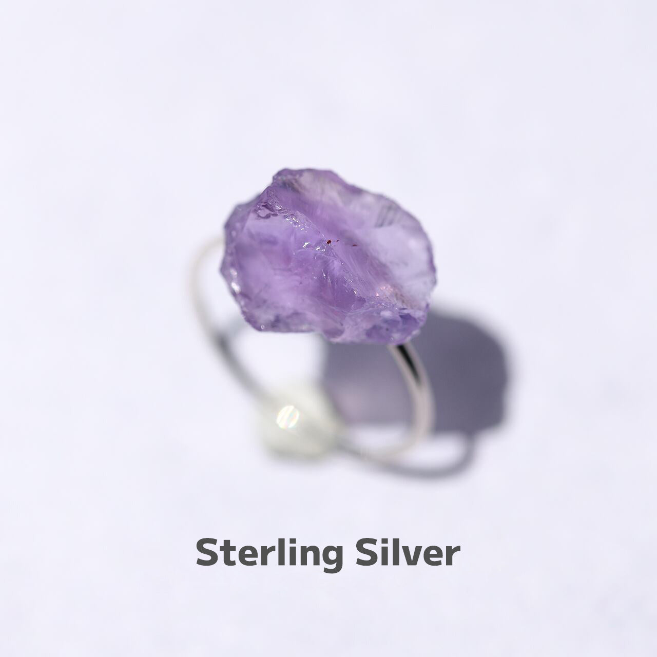 Pink Amethyst Raw Stone Ring | Handmade Natural Stone Jewelry