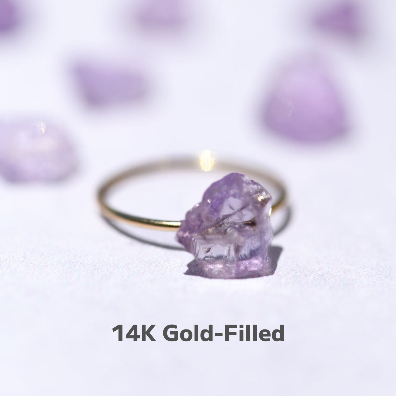 Pink Amethyst Raw Stone Ring | Handmade Natural Stone Jewelry