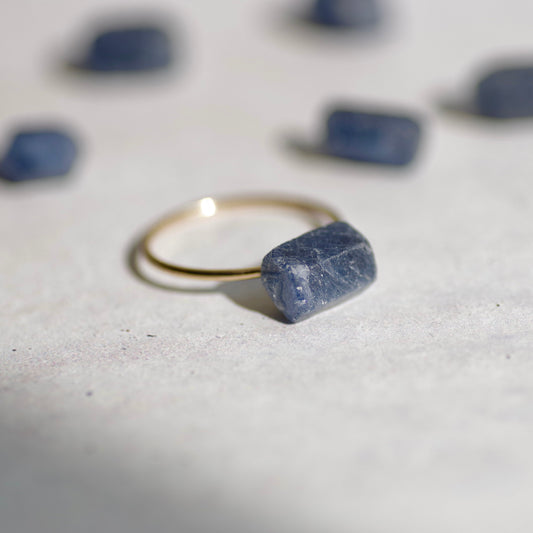 Sapphire Raw Stone Ring | Handmade Natural Stone Jewelry