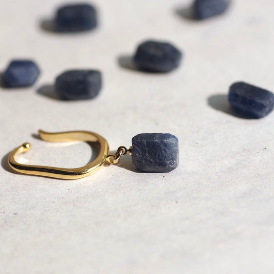 Sapphire Raw Stone Ear Cuff | Handmade Natural Stone Jewelry