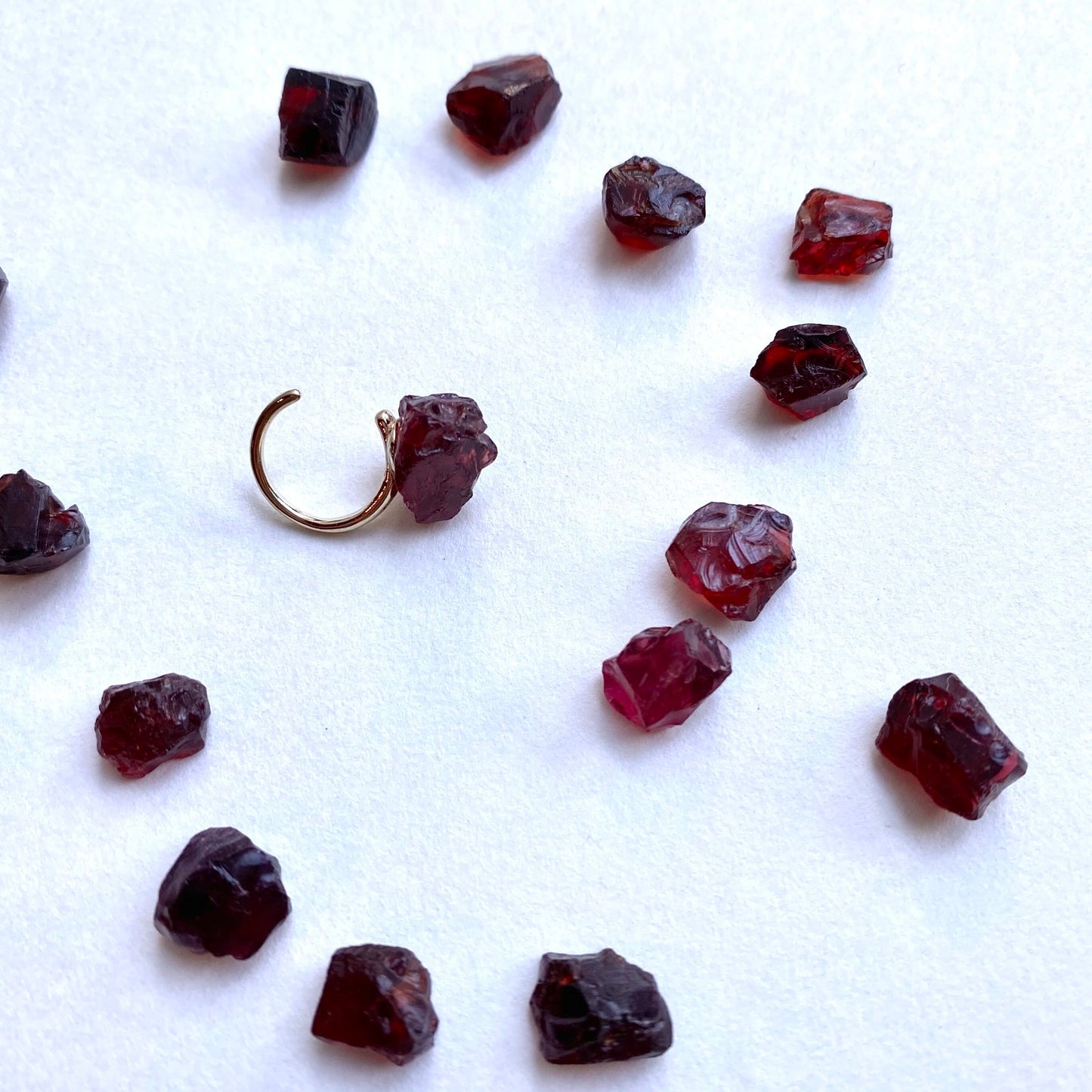 Garnet Raw Stone Ear Cuff | Handmade Natural Stone Jewelry