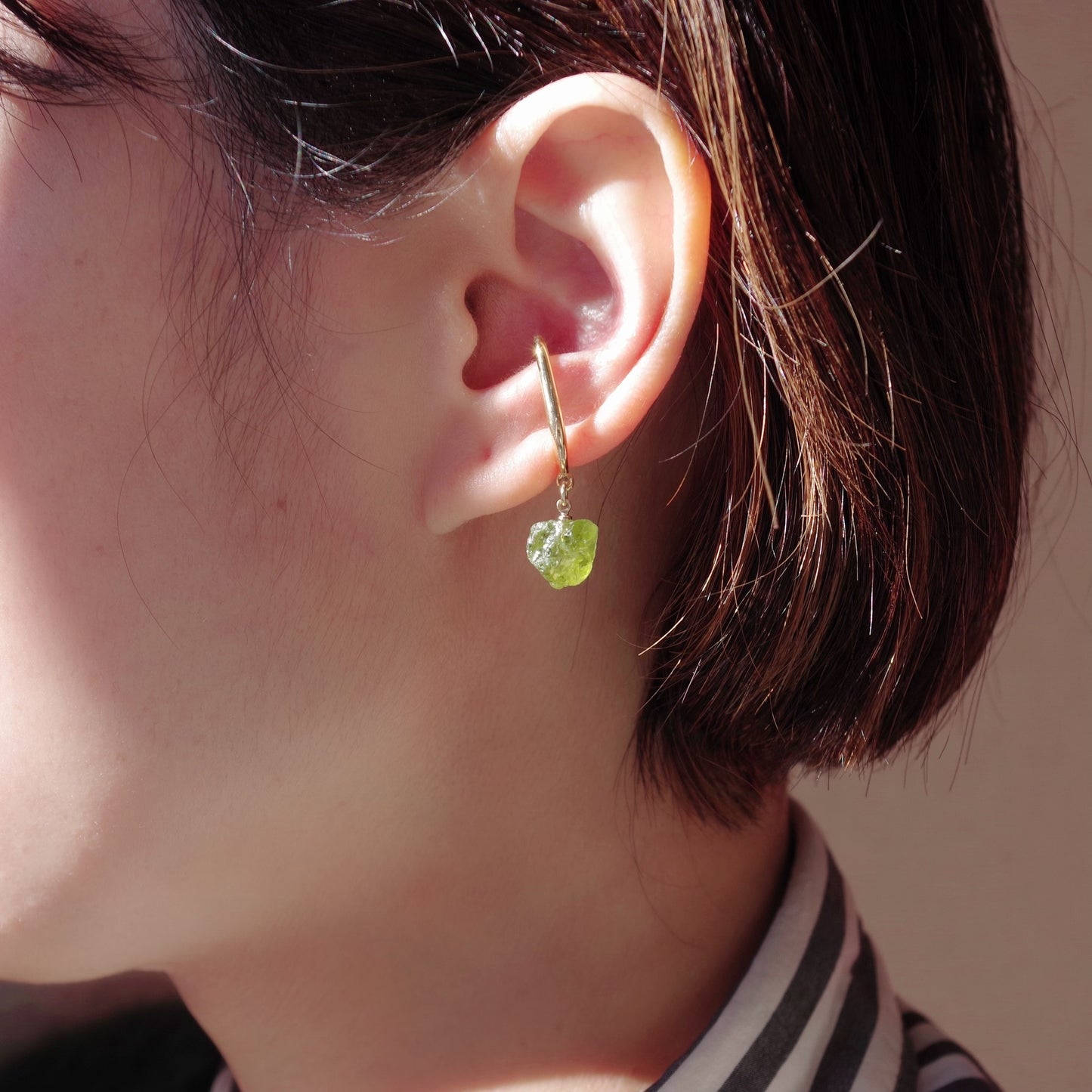 Peridot Raw Stone Ear Cuff | Handmade Natural Stone Jewelry