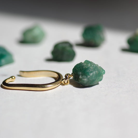 Emerald Raw Stone Ear Cuff | Handmade Natural Stone Jewelry