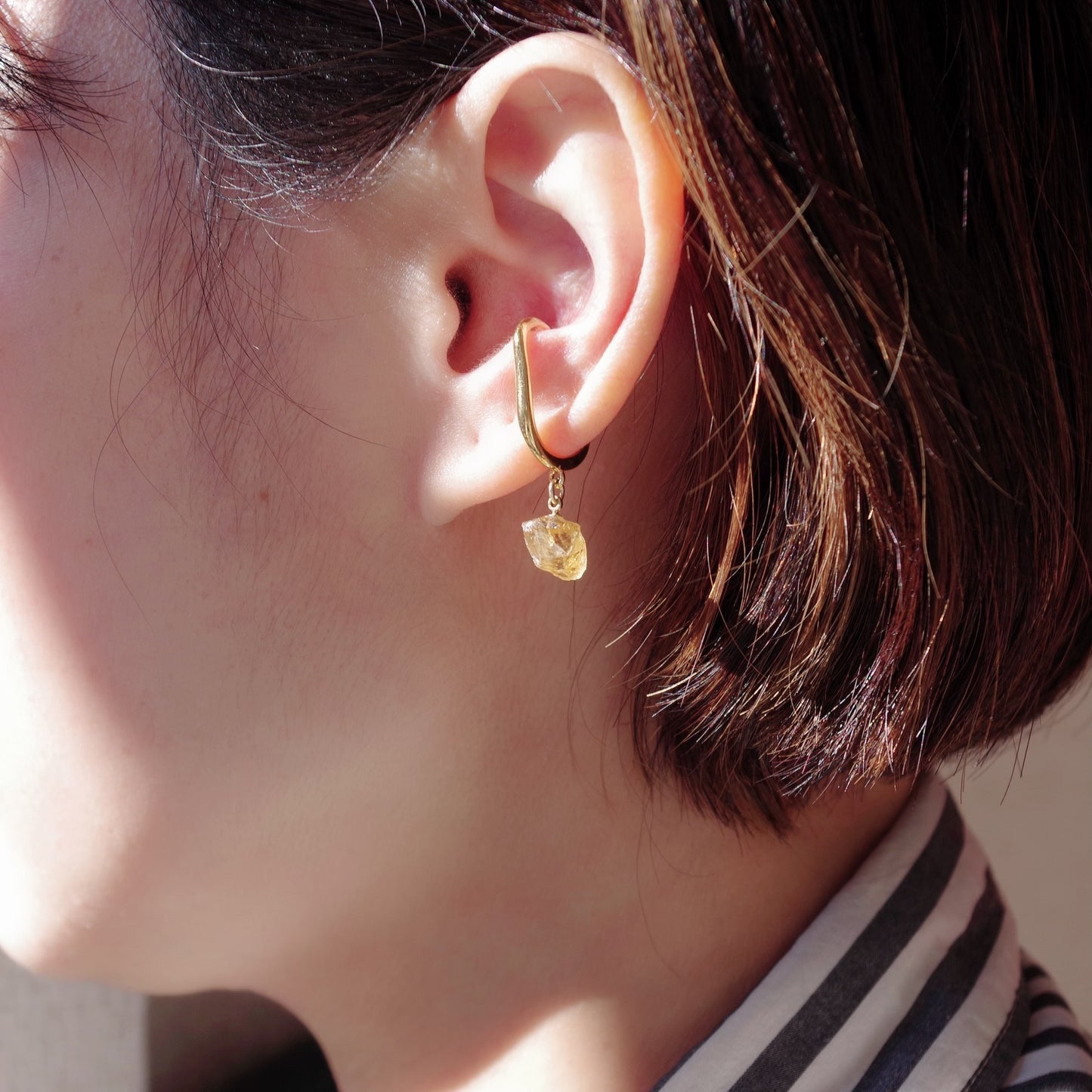 Citrine Raw Stone Ear Cuff | Handmade Natural Stone Jewelry