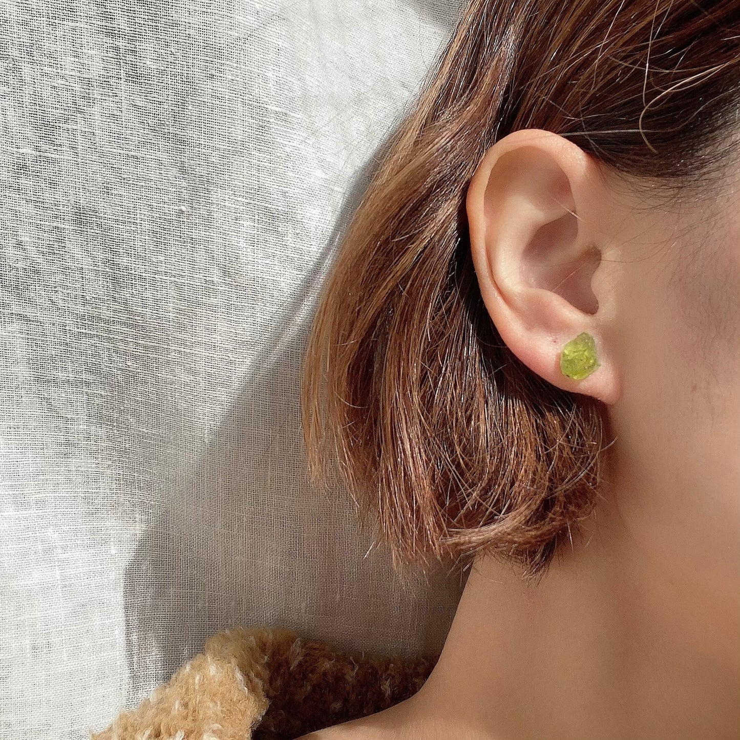 Peridot Raw Stone Earrings | Handmade Natural Stone Jewelry