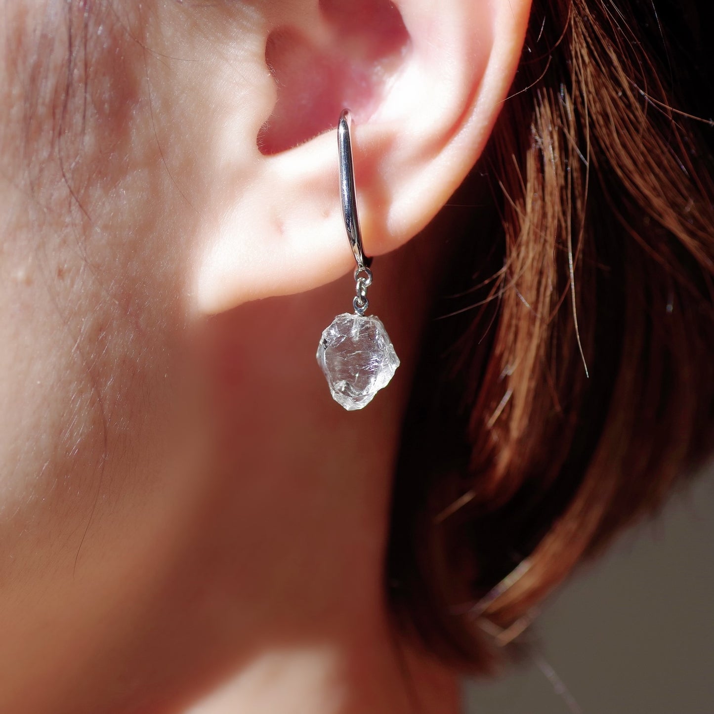 Green Amethyst Raw Stone Ear Cuff | Handmade Natural Stone Jewelry