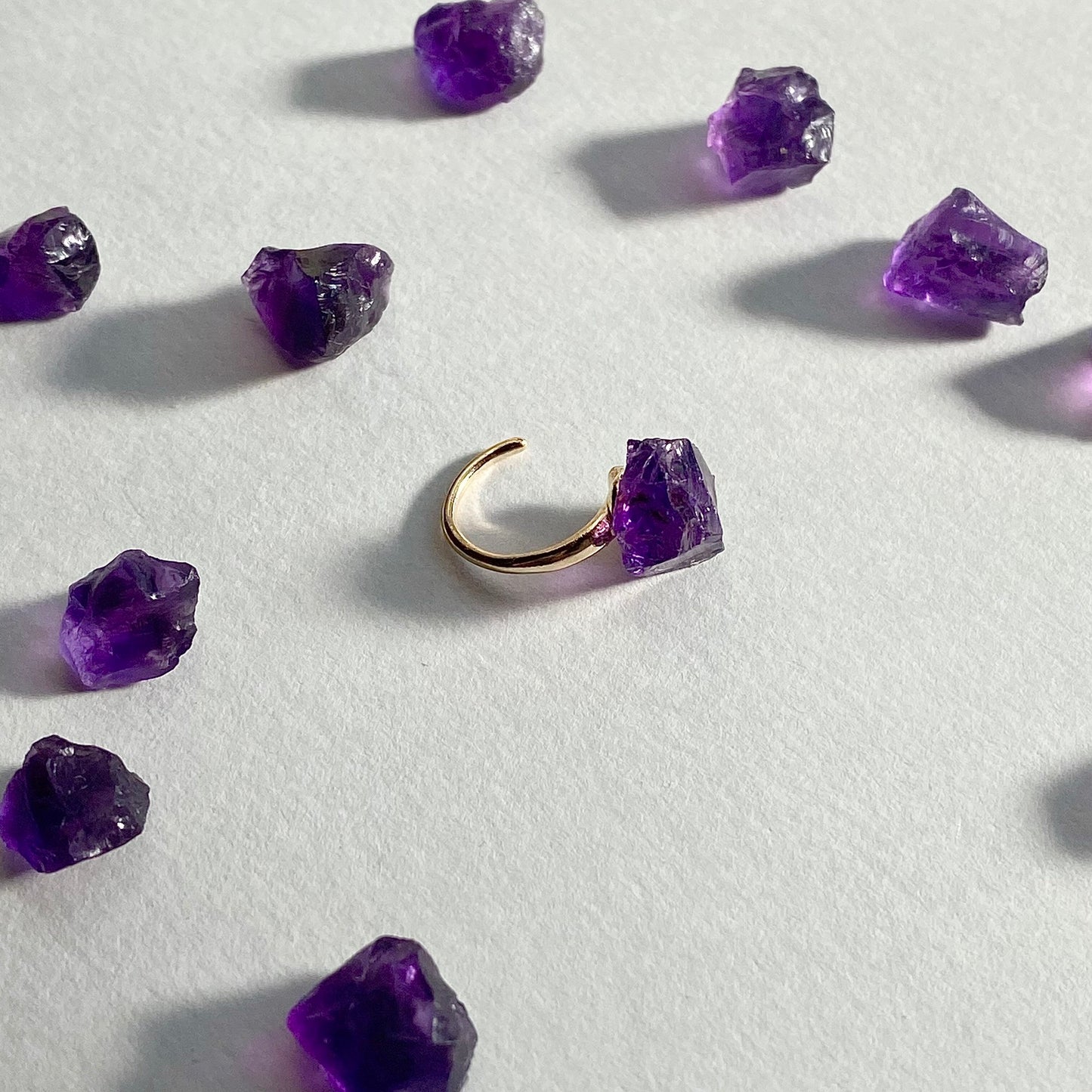 Amethyst Raw Stone Ear Cuff | Handmade Natural Stone Jewelry