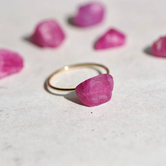 Ruby Raw Stone Ring | Handmade Natural Stone Jewelry