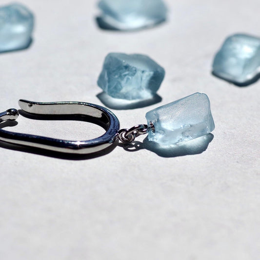 Blue Topaz (Irradiated) Raw Stone Ear Cuff | Handmade Natural Stone Jewelry