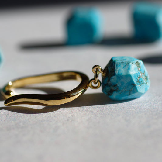 Turquoise Raw Stone Ear Cuff | Handmade Natural Stone Jewelry