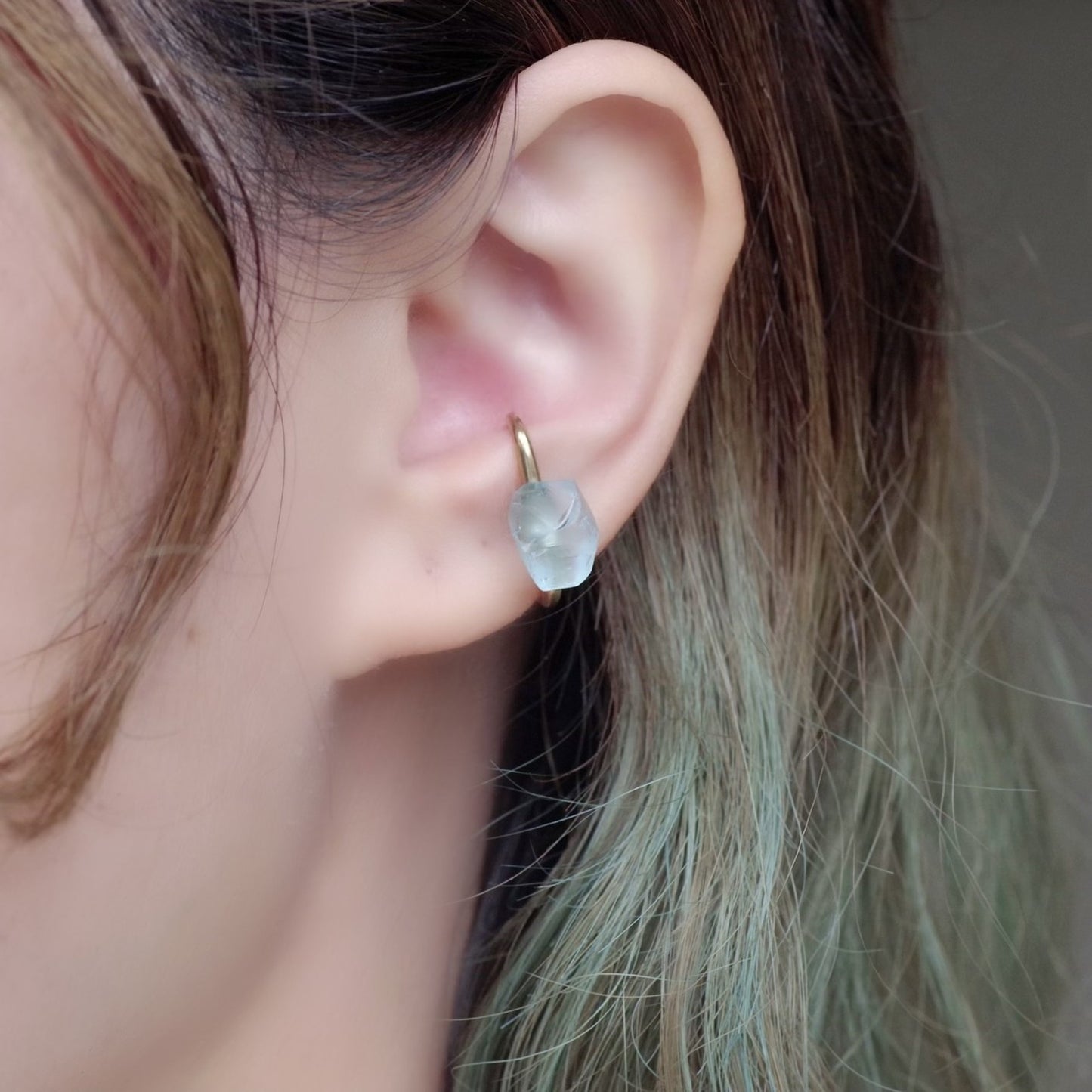 Blue Topaz (Irradiated) Raw Stone Ear Cuff | Handmade Natural Stone Jewelry