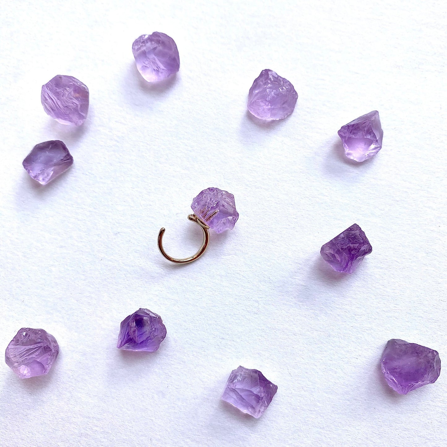 Pink Amethyst Raw Stone Ear Cuff | Handmade Natural Stone Jewelry