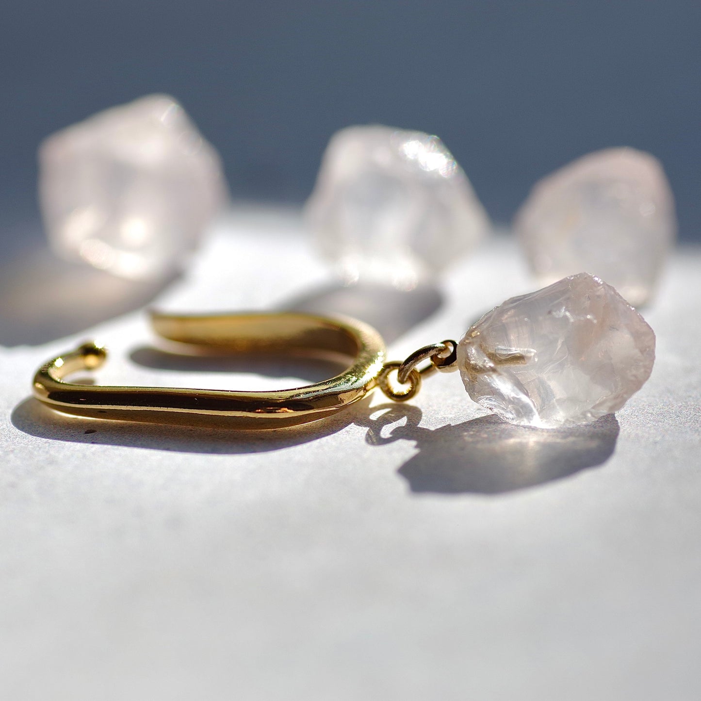 Rose Quartz Raw Stone Ear Cuff | Handmade Natural Stone Jewelry