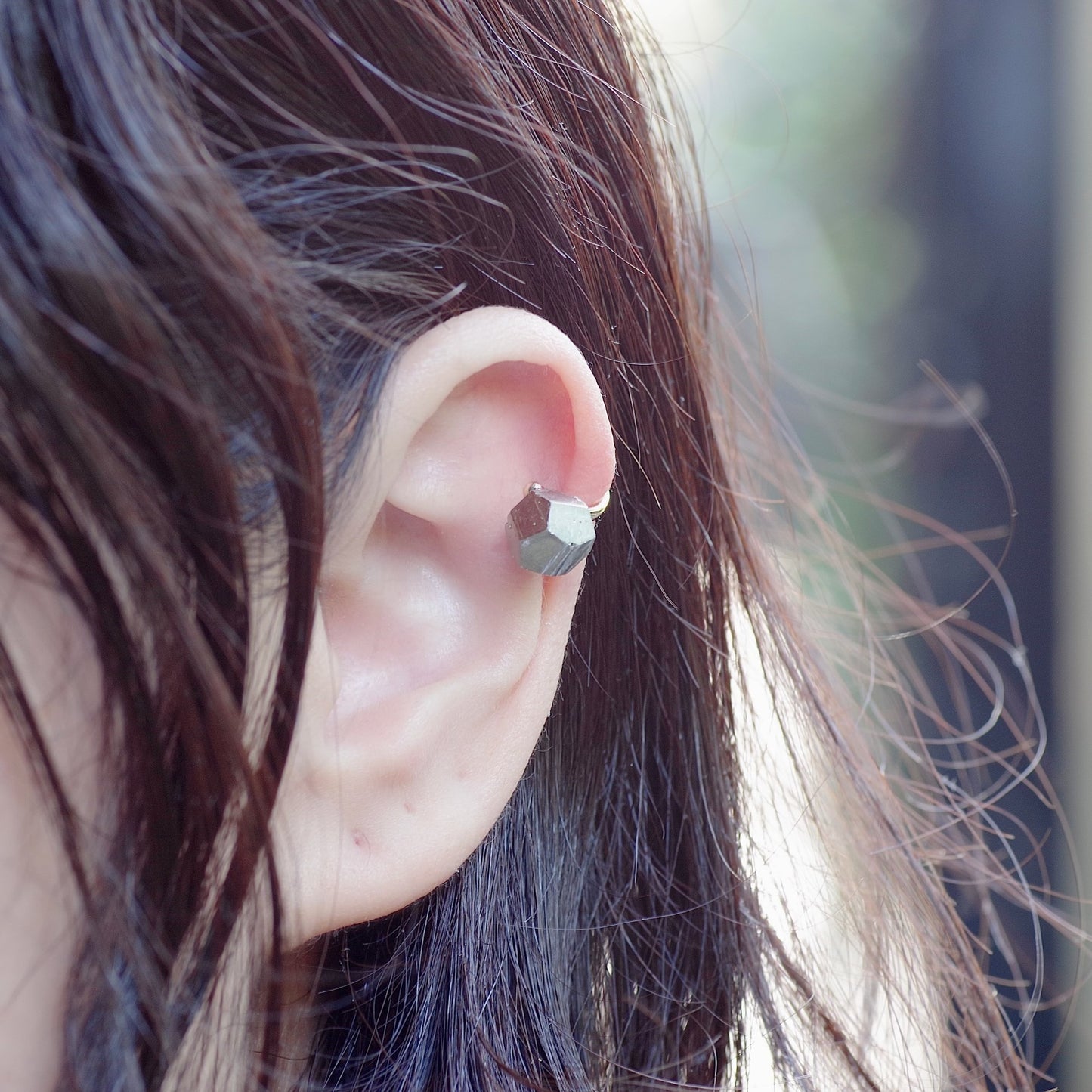 Pyrite (Dodecahedral) Raw Stone Ear Cuff | Handmade Natural Stone Jewelry