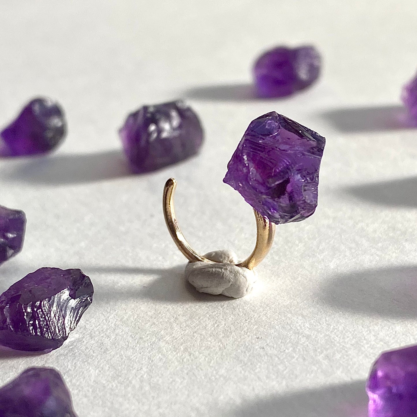 Amethyst Raw Stone Ear Cuff | Handmade Natural Stone Jewelry